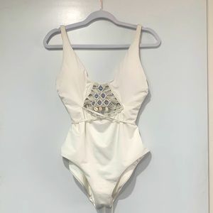 Unique Off White One-Piece Swim Suit by Becca